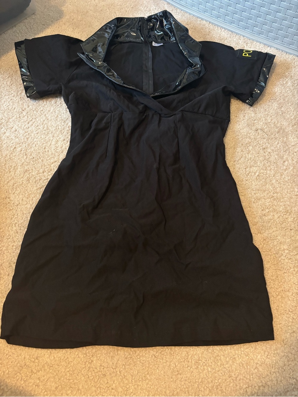 Spirit Black Police Mini Dress Costume with Gloss Trim